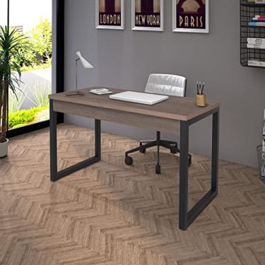 Imagem de Escrivaninha OFFICE Tubo Preto Fosco Com Tampo Laminado Amendoa 1,20M X 0,60M