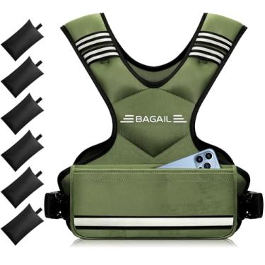 Imagem de BAGAIL Colete com peso ajustável, 1,8 a 4,5 kg/5,4 a 8,2 kg/9 a 14,5 kg, colete para homens e mulheres com 6 pesos e bolso grande, colete de peso para exercícios em casa, corrida, caminhada e