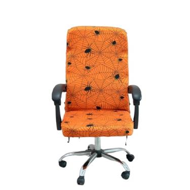 Imagem de ACOFRR Capas de cadeira de escritório de Halloween, impressões de mãos sangrentas de horror, pegadas em branco, tema de terror, capa extensível para cadeira de chefe com encosto alto estilo simples