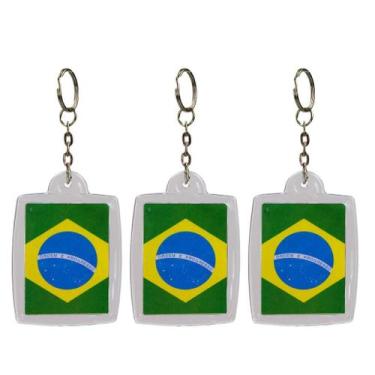 Imagem de Chaveiro Bandeira Brasil 4x5cm Personalizado Com 60 Unidades