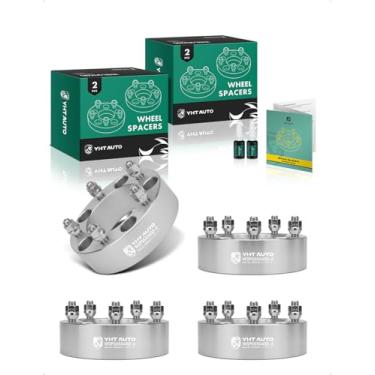 Imagem de YHTAUTO Espaçadores de roda 5 x 5,5 cm compatíveis com Dodge, Ford, modelos Jeep, Ram 1500, Bronco, F-150, CJ3 CJ5 CJ5A CJ6, espaçadores de pneu com pinos de grau 1/5.1 cm-20 e 12.9, furo central de