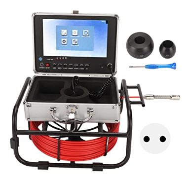 Imagem de Câmera de Endoscópio de Tubo, 100-240V AHD 720P Câmera de Duto IP68 Tela LCD de 9 Polegadas Conveniente 8 Luzes Brancas para Reparo de Carro (F951DC17-50M plugue da ue)