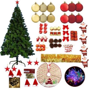Imagem de Árvore De Natal Verde Grande 2,10m 800 Galhos Decorada 119 Itens Pisca