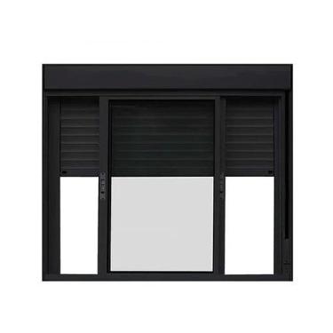 Imagem de Persiana Manual Integrada 2 Folhas Vidro - Alumínio Preto - Linha 25 S