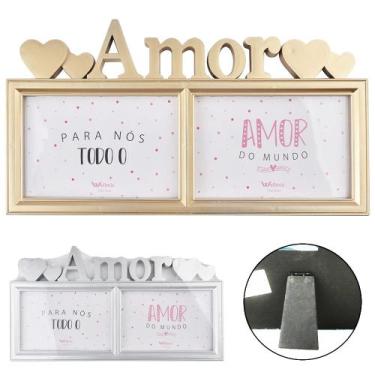 Imagem de Porta retrato 10x15 duplo com moldura de plastico amor horizontal meta