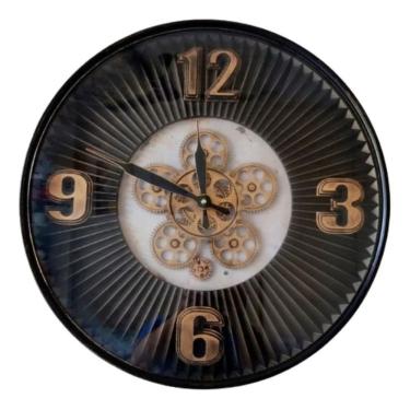 Imagem de Relógio De Parede 3D Industrial Preto Com Dourado 51Cm