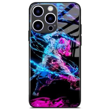 Imagem de Akatxezy Capa de celular com estampa HD Anime Mangá para iPhone 17 Pro Max, parte traseira de vidro temperado com bordas de silicone resistentes a impactos