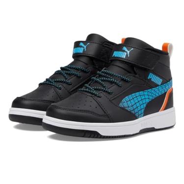 Imagem de PUMA Tênis infantil unissex Rebound Layup (criança pequena), Puma Preto/Cintilante de chama/branco PUMA, 11.5 Little Kid