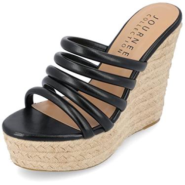 Imagem de Journee Collection Womens Cynthie Tru Comfort Foam Slip On Espadrille Wedge Sandals Black 11 Medium WOMENS US