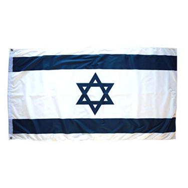 Imagem de Bandeira de Israel de alta qualidade 3 x 5 com ilhós de latão e bordas de costura dupla, bandeira de David de 3 x 5 pés, bandeira de Israel de 3 x 5 pés, bandeira de Israel de 3 x 5, bandeira de Zion, bandeira de sionista, bandeira judaica