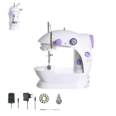 Imagem de Mini Maquina De Costura Portátil Elétrica Com Luz Pedal Recarregável -