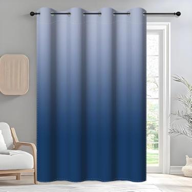Imagem de DORCEV Cortina blecaute azul marinho ombré divisória de quarto cortina de porta de armário com isolamento térmico cortinas de janela com bloqueio de luz quarto sala de estar gradiente escurecimento