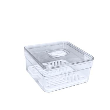 Imagem de Organizador Geladeira，Kit Organizador de Geladeira 1,4 Litros Tela Com Tela Pote Salada(1 Unidade)