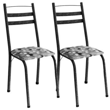 Imagem de Kit 2 Cadeiras Tubular America 061 Cromo Preto ARTEF