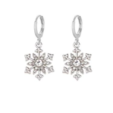 Imagem de Brincos de argola de ouro para mulheres, modernos brincos pendentes de cristal de zircônia cúbica de floco de neve, acessórios modernos, joias e presentes, Medium, Metal, Sem pedra preciosa