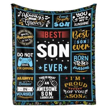 Imagem de Cobertor Son Gifts from Mom, to My Son 152 x 127 cm, presente de aniversário para filho adulto, presente de Natal para o dia dos namorados para ele, manta macia para sofá