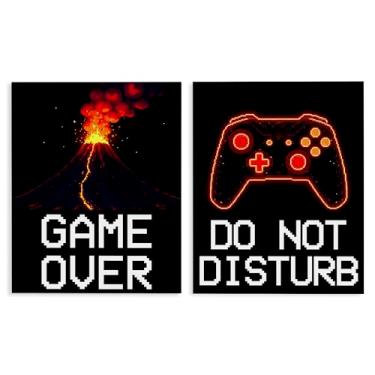 Imagem de Stupell Industries Conjunto de arte de parede em tela Pixel Game Sentiments, design de Kim Allen, 76 x 61 cm