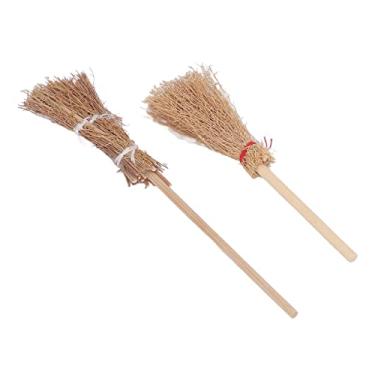 Imagem de Mini Decorações de Vassoura, Palha e Bambu 10cm 14 Cm para Festa de Halloween, Cosplay da Escola