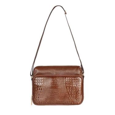Imagem de Bolsa feminina tiracolo de couro croco Anita - Andrea Vinci, Whisky