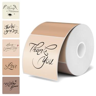 Imagem de Etiquetas adesivas térmicas quadradas de 5 cm, gradiente marrom, 200 peças