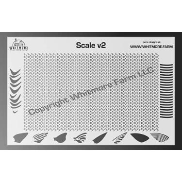 Imagem de Whitmore Farm LLC Estêncil aerógrafo de isca de pesca de malha Scale v2 (7,5 Mil Mylar)