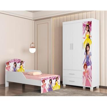 Imagem de Conjunto de Quarto Infantil Lívia Com Mini Cama + Guarda Roupa. (Princesas 19)