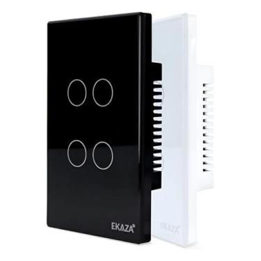 Imagem de Interruptor Inteligente EKAZA 4 Botões Preto WiFi+BLE+RF