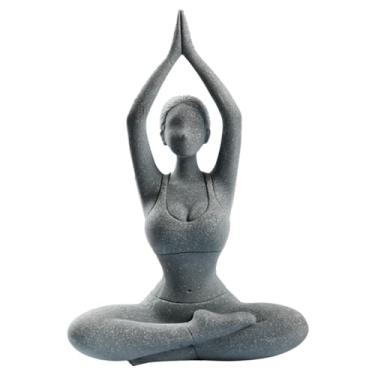 Imagem de livelyfish Yoga Lady Statue Sandstone Yoga Pose Figure Meditation Zen Collectible Figurines for Home Office Shelf Decor (A-Style)