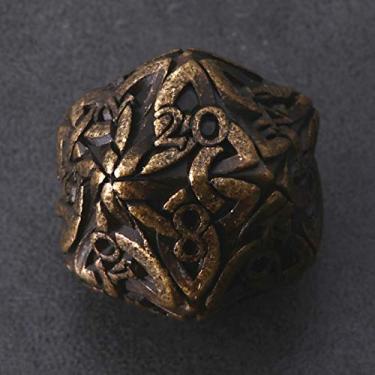 Imagem de Dados D20 Endless Dice com nós Celtas Metal Sólido Extra Grande Extra Pesado para DND Dungeons e Dragon Call of Cthulhu Pathfinder Tabletop RPG Dados poliédricos (Destruição Infinita (Ouro Envernizado))