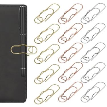 Imagem de Moicstiy 15 peças de clipe de caneta de metal, porta-canetas de ouro/prata/ouro rosa para cadernos, agendas, porta-lápis de papel, acessórios de escritório e material escolar