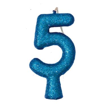 Imagem de Vela De Aniversário Puro Glitter Azul Modelo 5