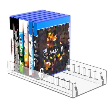 Imagem de CaSZLUTION Suporte organizador de acrílico para armazenamento de videogame para PS5, PS4, PS3, caixa de jogos, suporte de exibição para até 12 jogos (transparente)