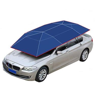 Imagem de LMJYU Tenda de carro móvel garagem dobrável portátil proteção semiautomática guarda-chuva à prova de vento capa de dossel de carro universal dobrável automático controle remoto guarda-chuva de carro