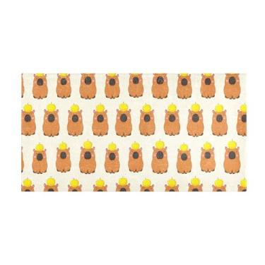 Imagem de Burbuja Tapete de corrida de desenho animado capivaras de pelúcia antiderrapante tapete de cozinha suporte de borracha para corredor, quarto, sala de estar, decoração de entrada, lavável na máquina