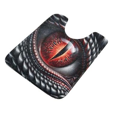 Imagem de Burbuja Tapete de banheiro dragão preto, tapete de banho absorvente de pelúcia macio, base de vaso sanitário antiderrapante para piso de banheiro, oval em forma de U
