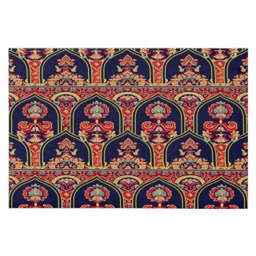 Imagem de CEBUGI Tapete de área 60 x 90 cm macio lavável tapete antiderrapante com suporte de borracha colorido padrão floral tapetes de área para sala de estar, quarto, decoração de casa