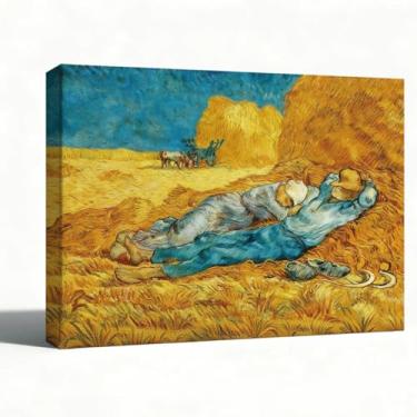 Imagem de Arte de parede em tela, cena de campo de colheita pós-impressionista, reprodução de pintura a óleo Vincent van Gogh, paisagem de fazenda vintage giclée para sala de estar, quarto, decoração de casa
