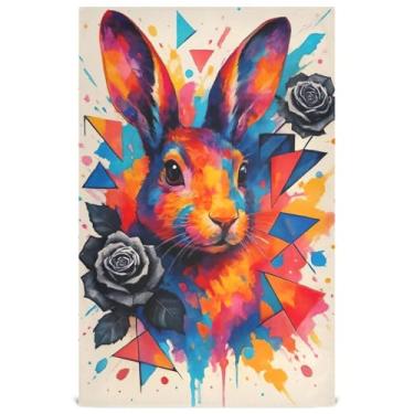 Imagem de Joisal Tie Dye Coelho Rosas Negras Toalhas de Prato Decorativas de Verão para Cozinha Chá Toalhas de Mão Bonito Pano de Limpeza Absorvente de Banheiro 45 x 71 cm, 6 Pacotes