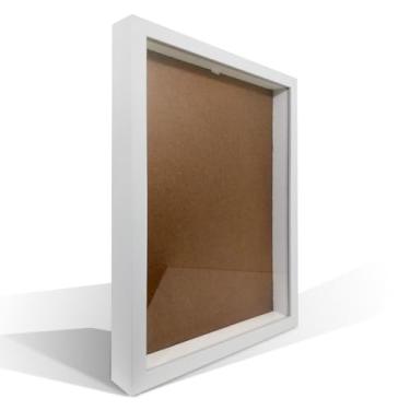 Imagem de Moldura caixa Alta 30x40 cm com Vidro Profundidade 1,5cm Quilling Bordados- Ideal para Quadros Artesanais, Fotos em Perspectiva ou como Presente Elegante(BRANCA)
