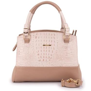 Imagem de Bolsa Feminina Mão Média Transversal Couro Sifra (OFF WHITE/NUDE)