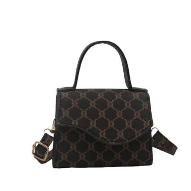 Imagem de Bolsa feminina mini padrão geométrico com aba quadrada bolsa transversal alça superior bolsa clutch, Coffece