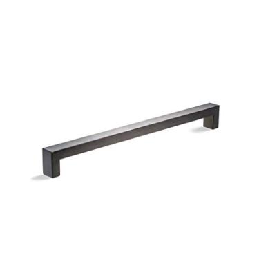 Imagem de Alça retangular quadrada de 81,28 cm, em aço inoxidável, moderna, contemporânea para entrada, barra de toalha, puxador de toalha, copo de vidro, porta de correr, interior, porta externa, puxador de porta, acabamento pintado preto fosco