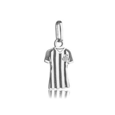 Imagem de Pingente Prata 925 Santos FC Camisa Oficial Torcedor Escudo Time Futebol Compatível com Correntes-Unissex
