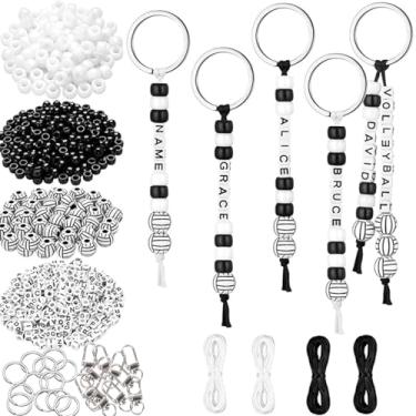Imagem de ZJRUI Conjunto de 30 conjuntos de chaveiros, contas ajustáveis em formato de letra 6 mm, miçangas, chaveiro, bolsa, berloque, pulseiras, suprimentos para festas de fim de ano, para mulheres e homens
