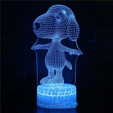 Imagem de Lâmpada de ilusão LED 3D Night Light Snoopyes Anime para crianças