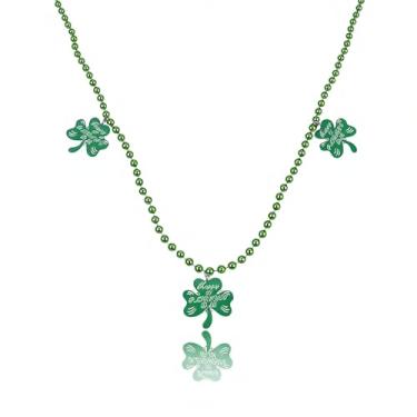 Imagem de Todenb Colar de Dia de São Patrício para mulheres, colar de trevo verde irlandês, com contas, acrílico, boa sorte, amor, coração, pingente, colares, acessórios para fantasia do dia de São Patrício