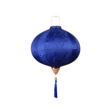 Imagem de Lanterna decorativa de seda vietnamita chinesa redonda retro jacquard lanterna oriental decorativa floral pendurada em forma de lâmpada para pátio casamento jardim decoração de quintal Natal casamento