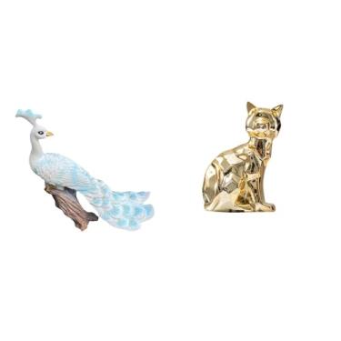 Imagem de Whtkoph Escultura de Gato, Figura Decorativa para Jardim, Artesanato, Estátua, Arte Animal, Ornamento Feito à Mão para Decoração de Casa, Pátio E Lareira.