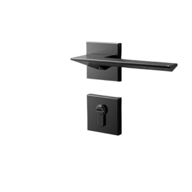 Imagem de Fechadura de porta interna preta simples silenciosa de madeira fechadura magnética de liga de zinco para quarto (Yahei 7250 mecânica)