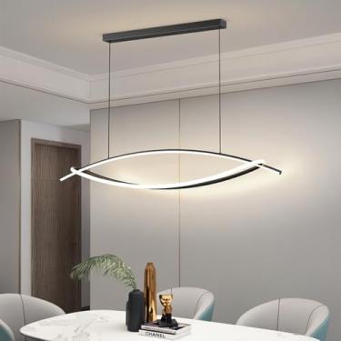 Imagem de Lustre LED minimalista para mesa de jantar, cafeteria, bar e iluminação de balcão, lustre criativo e personalizado para escritório (preto, 110 cm)